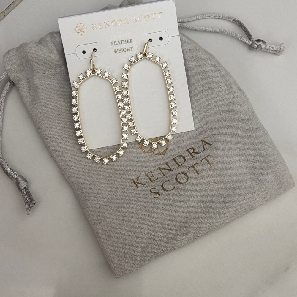 Kendra Scott Elle Open Frame Crystal Drop Earrings in Gold